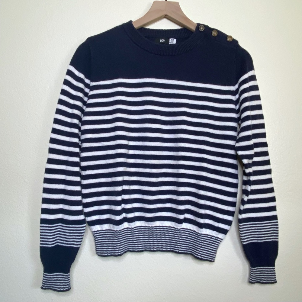 BDG UO Striped Nautical Pullover Sweater with Buttons Size Medium
